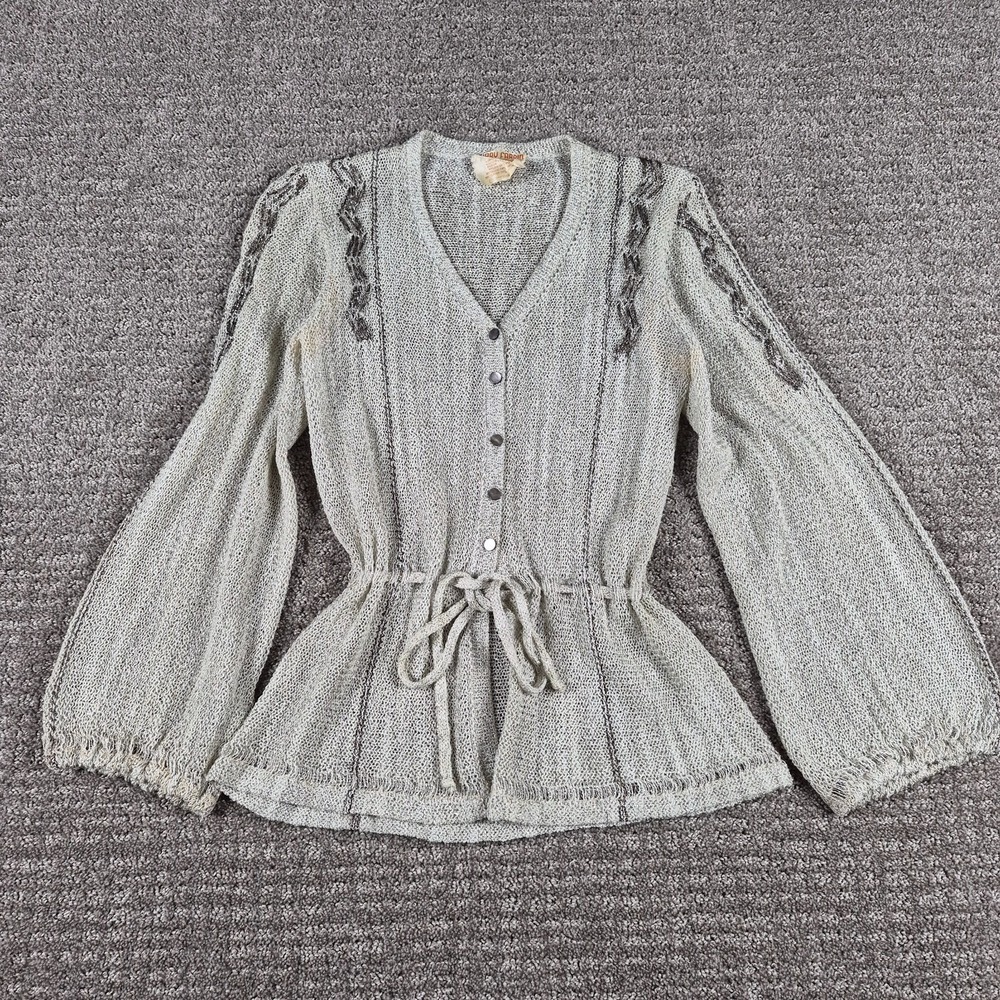 Vintage 1970s Mary Farrin Sweater (S) Lurex Metallic Knit Top Made In Malta